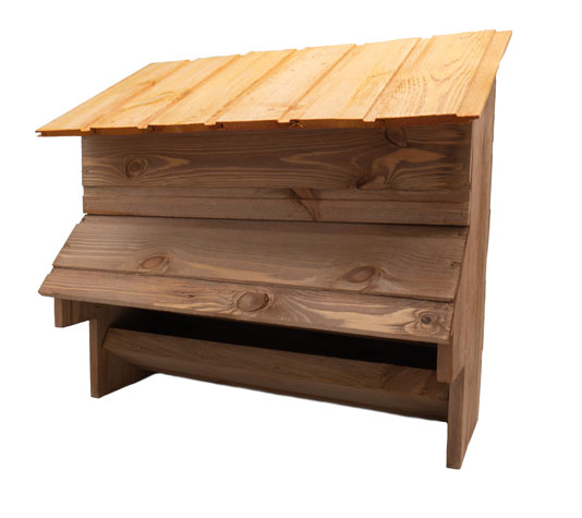 Comedero de madera para gallinas y otras aves de corral | Finca Casarejo