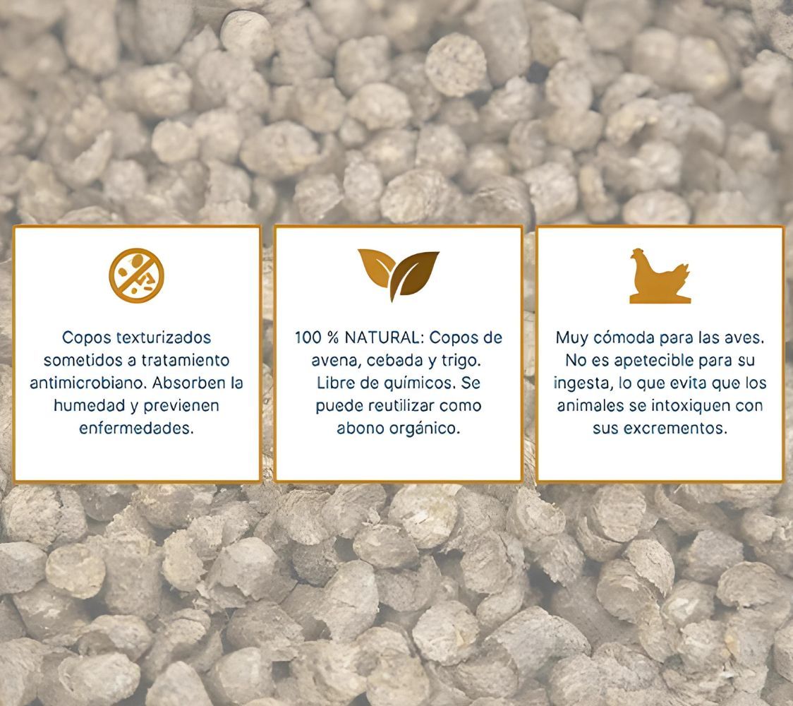copos texturizados absorbentes para gallinero	