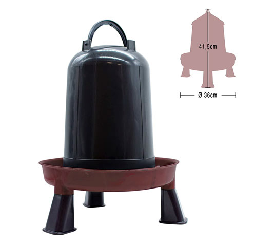 Bebedero para aves de plástico reciclado con patas de 5 litros