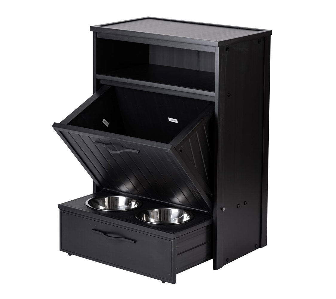 comedero para perros color negro