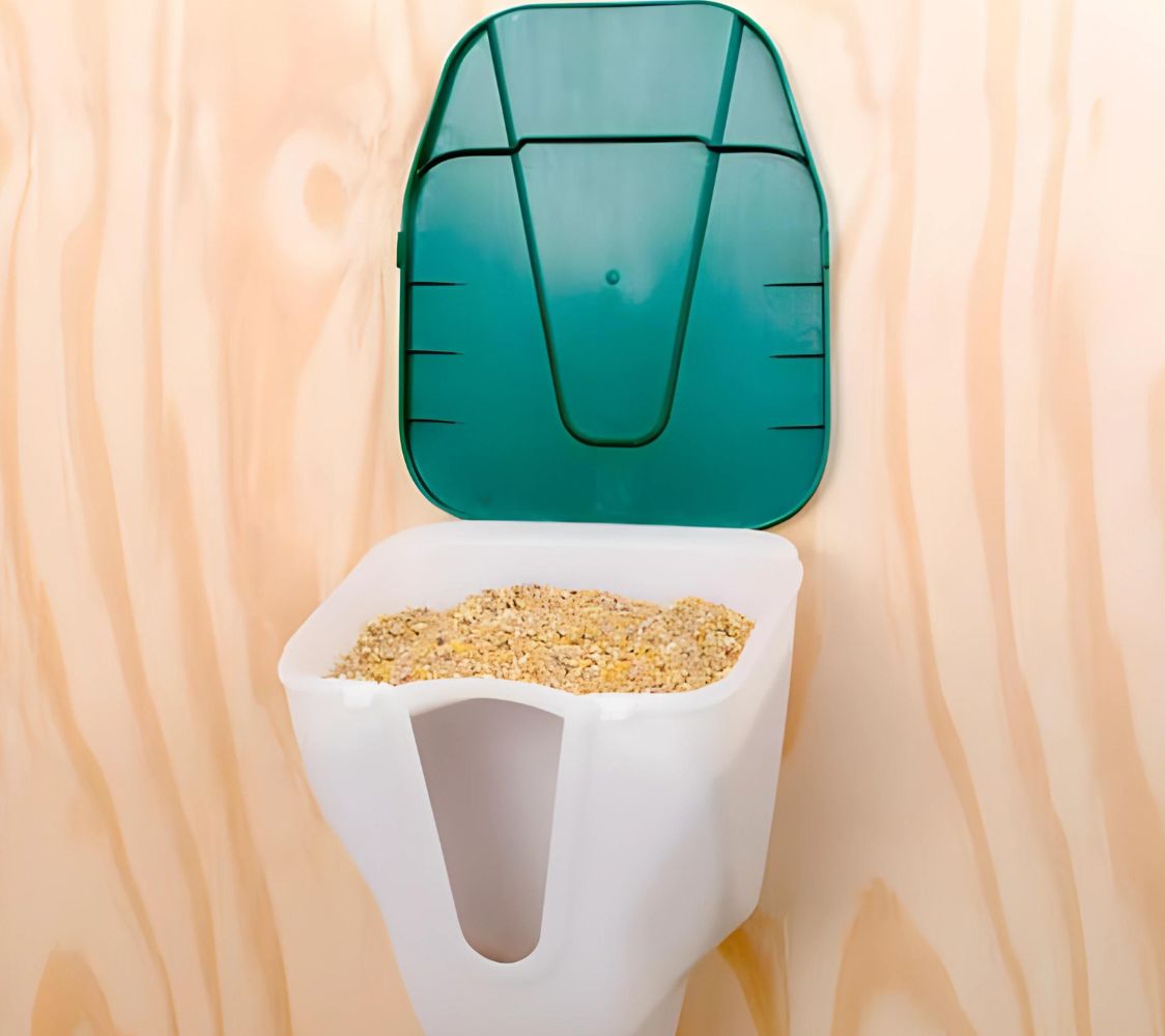 comedero con soporte de pared y tapa