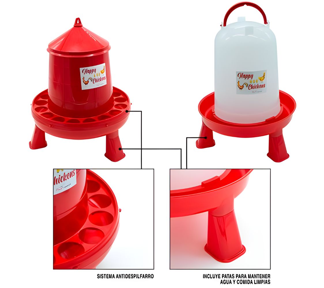 comedero y bebedero aves con patas	