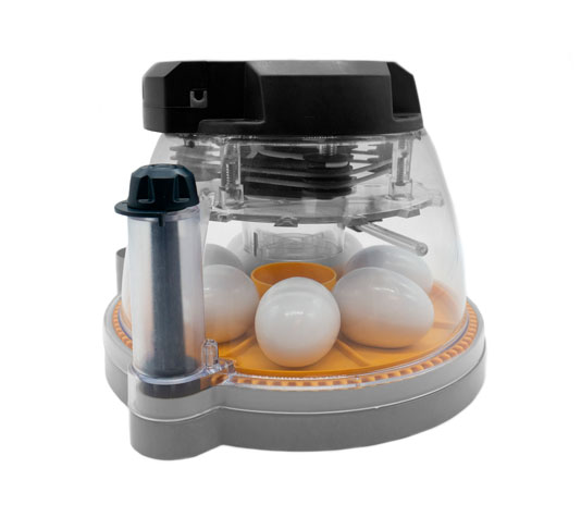 Kit para voltear huevos montado en una incubadora Brinsea MINI 