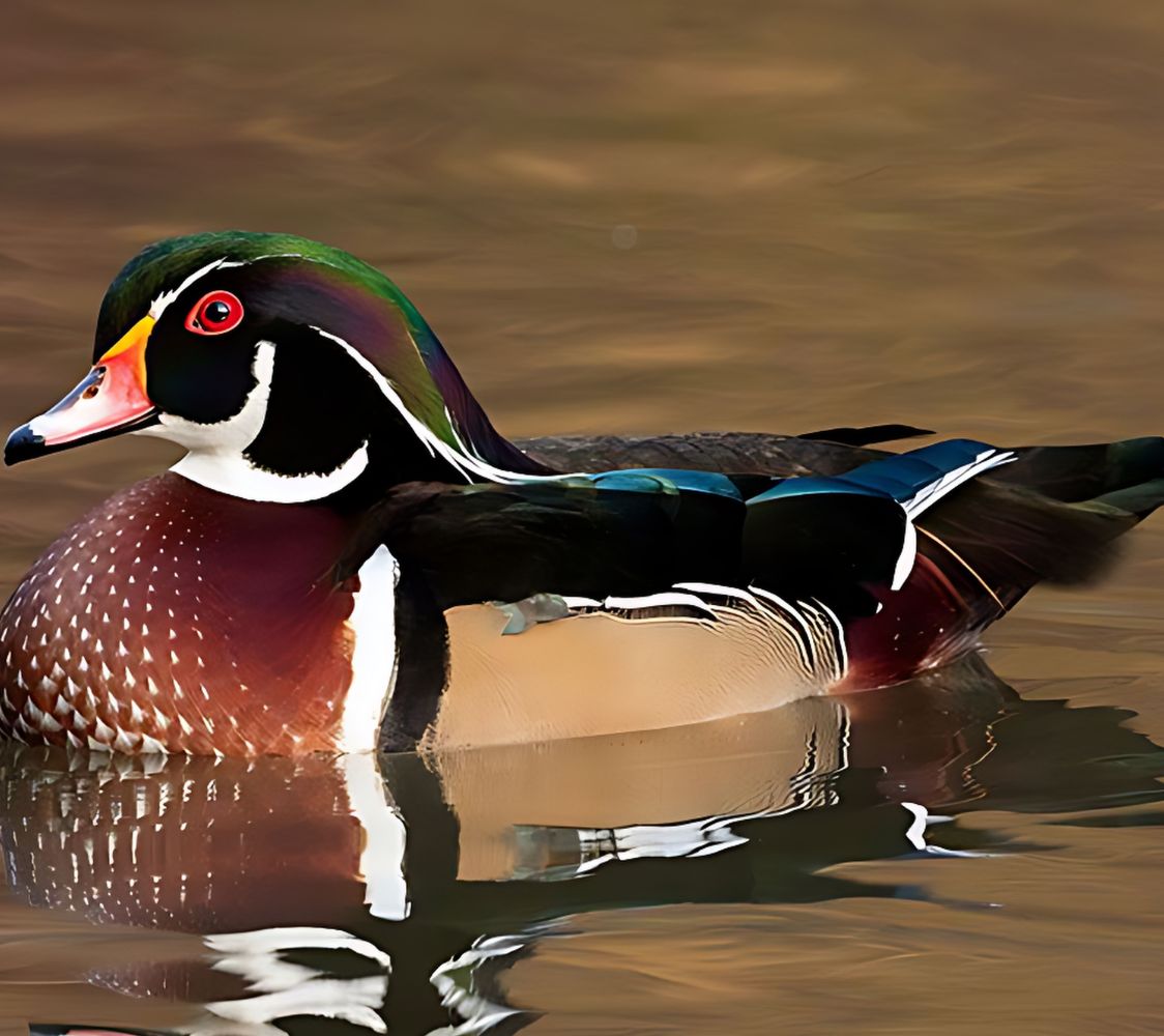 Macho de pato carolina (aix sponsa)	