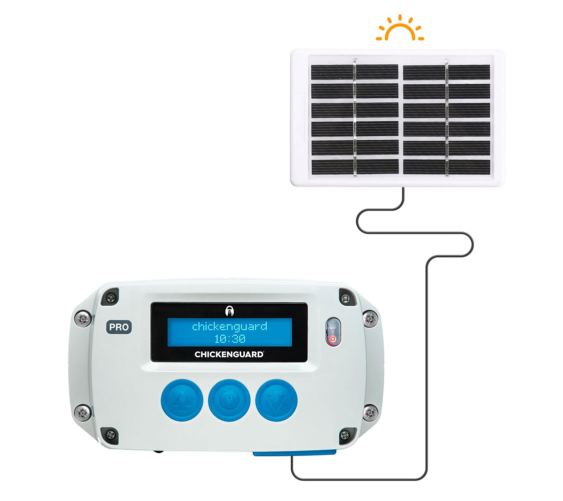 puerta automática para gallineros con placa solar