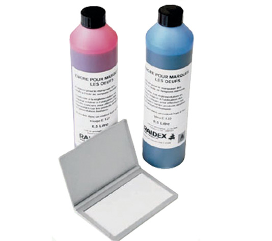Tinta roja y azul para marcar huevos con espinilla recargable