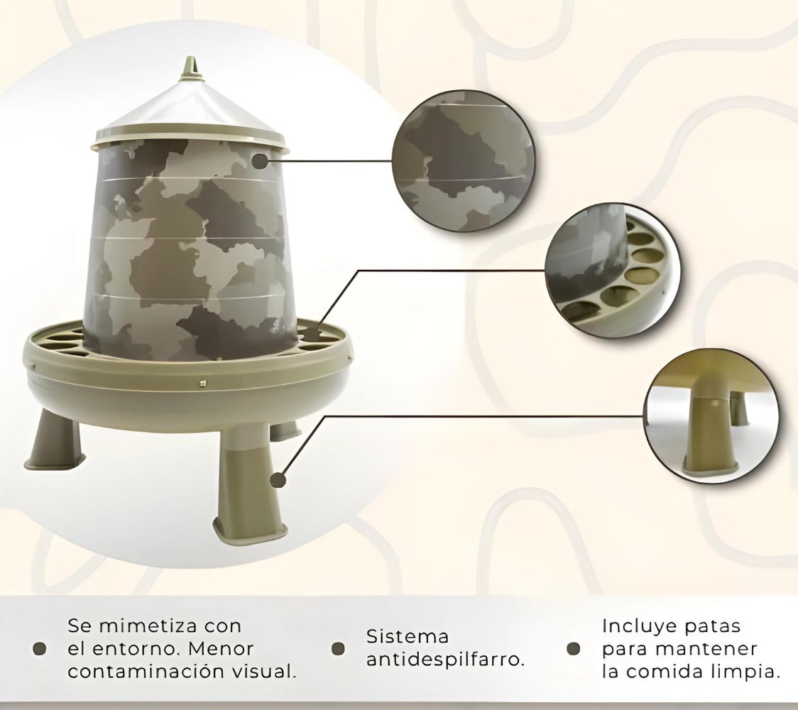 Comedero de camuflaje para aves en el campo	